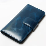 Women Multi-Card Oil Wax Leather Wallet Long Genuine Leaher Wallet Holder Good Quality Zipper Pocket Multi-Color Fashion Clutch
