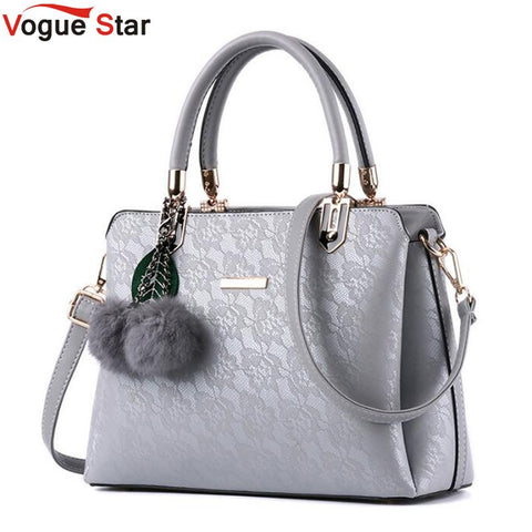 Lace Flower Printing Pu Leather Women Handbags