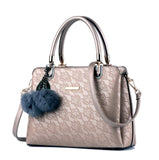 Lace Flower Printing Pu Leather Women Handbags