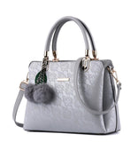 Lace Flower Printing Pu Leather Women Handbags