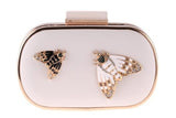 LUXY MOON Evening Bag Diamond Pearls Beaded Insect Clutch Bag for Women's Purse Handbag Wedding Wallet Shoulder Bag White ZD817