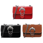 Bright PU Leather Bag Long Chain Sling Bag