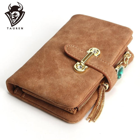 Women Wallet Drawstring Nubuck Leather