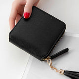 Female Small Handbag Leather Square Elegant Women Zipper Coin Wallets Holder PU Leather Casual Tassels Fashion Square Purses