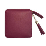Female Small Handbag Leather Square Elegant Women Zipper Coin Wallets Holder PU Leather Casual Tassels Fashion Square Purses