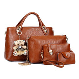 1 Set 2019 Luxury Handbags Women Bags Designer Shoulder Crossbody Bag Wallet Bear Pendant PU Leather for Travel BS88